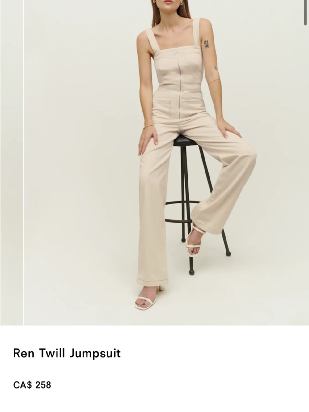 Reformation Cream Ren Twill Jumpsuit